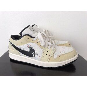 Size 10 Men Nike Air Jordan 1 Low SE Brushstroke Paint Splatter White DM3528-100